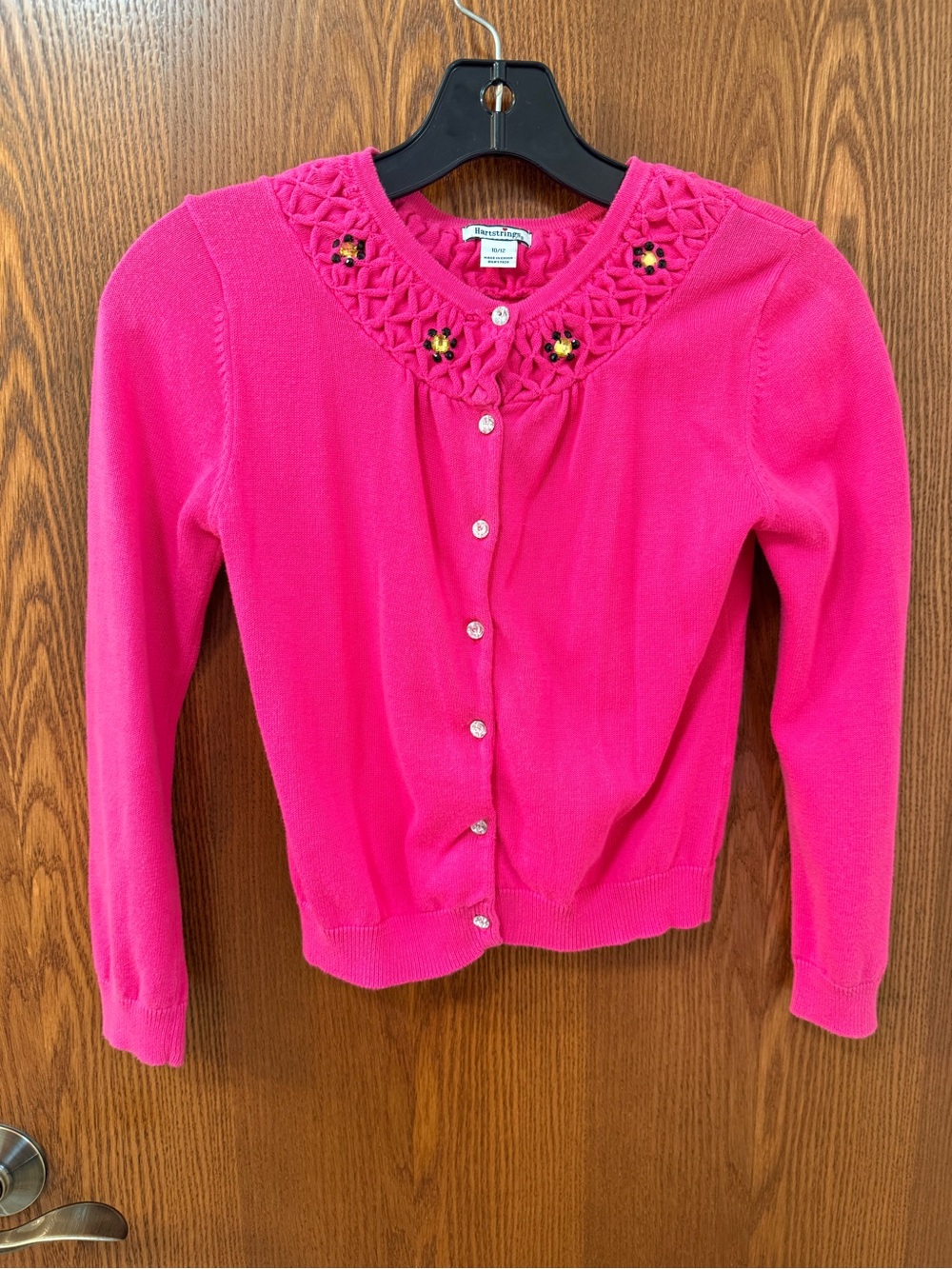 VTG Hartstrings Hot Pink Embellished Knit Cardigan